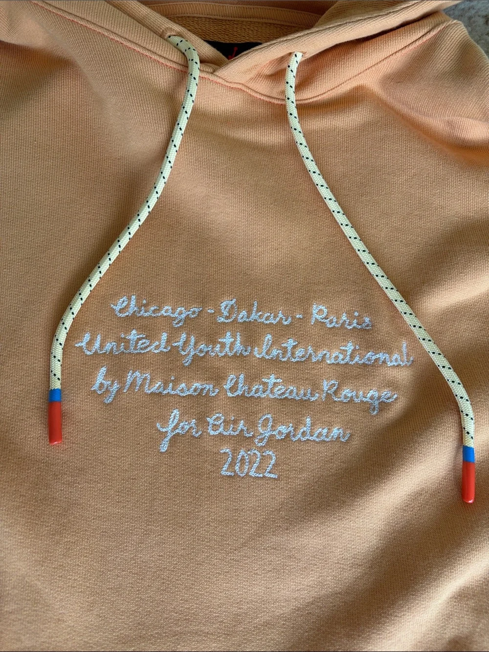 Jordan Peach Pullover Hoodie with Embroidered Script